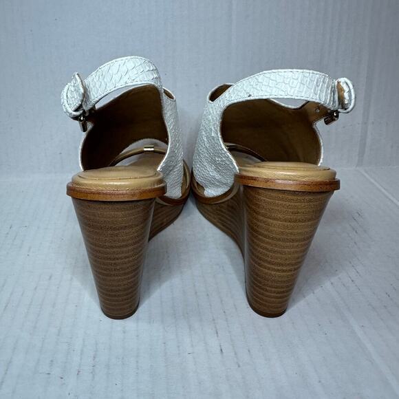 Calvin Klein Size 6.5 Prina Vacation Open Toe Wedge Heels Sandals White Nude - Picture 5 of 9